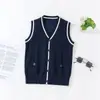 Suéter cárdigan chaleco uniforme escolar para niños Otoño e Invierno niños medianos y grandes Niñas Chaleco de punto estilo universitario venta al por mayor