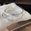 Pulseira Fushi de Prata Esterlina 999 Gato Abóbora Palavras Auspiciosas Retrô Gravação Completa Auspiciosa Superfície Polida Simples Pulseira de Prata Ajustável Gravada