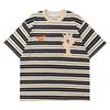 Camiseta de Manga Corta Deportiva Rayada Estilo Universitario Retro Americano Vintage para Hombre Top Ins para Pareja de Calle Vintage