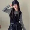Conjunto de Polainas de Lunares para Niña, Nuevo Otoño 2026 Estilo Coreano, Top Camisola, Elegantes Pantalones Largos de Lunares