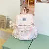 Mochila estilo ins de estilo japonés para estudiantes universitarias, bolsa escolar pequeña y ligera con estampado de estrellas, mochila de viaje girly con cordón