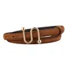 Cinturón de ante de vaca para mujer, lujo ligero, estilo retro ins, de dos capas de piel de vaca, cinturón de cuero esmerilado, versátil para el trabajo, cinturón decorativo
