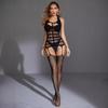 Roupa Íntima Sexual Europeia e Americana Cor Sólida Oca Roupas Corporais Sexy Meias Corporais Pretas Roupas de Rede
