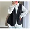 Chaleco Artístico de Algodón y Lino, Holgado y Sencillo, de Dos Botones, Forrado, Ropa de Otoño para Mujer