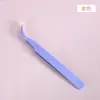 Pinças para Cílios Postiços, Pinças Coloridas, Pinças de Aço Inoxidável Rosa Pontiagudas e Curvadas, Pinças para Nail Art, Pinças de Pena Dourada, Pinças para Extensão de Cílios