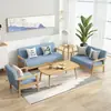 Conjunto de sofá de madera maciza con mesa de centro, alquiler de silla de oficina para tres personas, moderna y sencilla, para apartamento pequeño, sala de estar y oficina