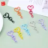 Popular Llavero de Corazón Pintado de Colores, Conector de Llavero con Forma de Corazón de Colores Caramelo, Accesorio de Hebilla para Puerta DIY