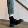 Mocasines de piel genuina estilo retro con tacón grueso Negros Zapatos de una sola capa para mujer Primavera y Otoño 2024 Nuevo estilo Zapatos de plataforma sin cordones