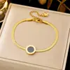 Pulsera de joyería de moda dorada ins para combinar con todo, pulsera de acero de titanio simple de lujo ligero, trébol de cuatro hojas para mujer, transfronteriza