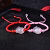 Joias Longma Joias Longma Calcedônia Rosa Natural Raposa Pulseira de Cordão Vermelho Nó de Milho Ano Novo Cordão Vermelho Atrai o Amor Verdadeiro