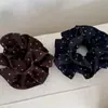 Cuerda para el pelo de lunares y flores estilo retro Maillard azul y marrón, para coleta, bola en la cabeza, cuerda para el pelo de lujo ligero, estilo coreano, accesorios para el pelo
