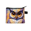 Porta-moedas com Estampa de Coruja Desenho Animado Zíper Mini Porta-moedas Armazenamento de Fone de Ouvido Chave Bolsa Pequena Atacado Transfronteiriço Quente