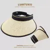 Chapéu de Sol Ins de Borracha Preto Estilo Coreano Chapéu de Sol com Top Aberto Chapéu de Palha Largo da Moda Headband Chapéu de Sol Feminino