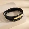 Pulsera tejida de cuero PU de tres capas para hombre transfronteriza, estilo europeo y americano, estéticamente agradable, se puede grabar, pulsera magnética de aleación de moda