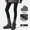 Meia-calça de Algodão Nuvem para Mulheres, Roupa de Outono e Inverno, Série Cinza Listrada Preta Emagrecedora Fina, Leggings Grossos e Forrados com Lã