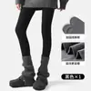 Meia-calça de Algodão com Listras Verticais para Mulheres, Estilo Outono e Inverno, Listras Verticais, Emagrecimento, Leggings de Compressão Slimming Pretas, Leggings Antiderrapantes
