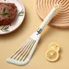 Espátula para Fritar Peixe de Aço Inoxidável com Logo Impresso Personalizado Cabo de Silicone Espátula para Fritar Bife Espátula em Forma de Leque Borboleta Espátula de Silicone Resistente a Altas Temperaturas