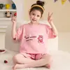 Pijama de verano para niña, fino, de algodón para niños, traje de manga corta y shorts, ropa de casa linda de dibujos animados para niñas