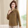 Ropa para mujeres de mediana edad y mayores, nuevo cárdigan con hebilla oculta, solapa de moda, abrigo de talla grande, ropa de mamá, camisa pequeña de estilo occidental de otoño