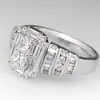 Joyería de Boda Wish Transfronteriza Moda Compromiso Propuesta Anillo de Diamantes para Mujer Juego Completo Simple T Cuadrado Anillo de Zirconia r7636