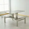 Juego de Mesa y Sillas para Comedor de Estudiantes Escolares para 4-8 Personas, Mesa y Sillas de Comedor de Acero Inoxidable Integradas para Personal de Comida Rápida, Mesa de Comedor para Cafetería