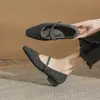 Sapatos Mary Jane de Salto Grosso Francês Jingang Yl25102 Sapatos de Lã de Inverno 2025 com Borda Rasa de Veludo Sapatos de Algodão para Mulheres