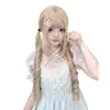 Peluca Yeye para mujer, linda y natural estilo Lolita, castaño dorado en capas con patillas finamente peinadas, peluca completa de cabello rizado
