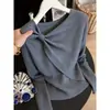 Suéter de punto de manga larga con nuevo diseño de otoño 2026 estilo coreano para mujer, top adelgazante a la moda de nicho de lujo ligero para mujer