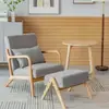Sofá de Tela Minimalista Nórdico para Ocio, Desmontable y Lavable, de un Solo Asiento, Adecuado para Apartamentos Pequeños, Sala de Estar, Balcón, con Juego de Mesa y Sillas de Madera Maciza