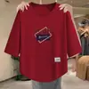 Camiseta de verano de alta gama para mujer, nuevo estilo 2026, manga tres cuartos, estilo coreano, moderna, corte holgado