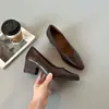 Zapatos Mary Jane de Cuero Suave Estilo Retro Francés para Mujer con Tacón Grueso Elegantes Zapatos de Vestir para el Trabajo Punta Fina Slip-on Zapatos de Tacón Alto para Mujer