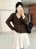 Cárdigan de Punto Bloque de Color Falso Dos Piezas Tallas Grandes para Mujer Diseño de Otoño 2026 Sentido del Diseño Cárdigan Holgado Ropa de Abrigo para Mujer