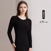 Conjunto de ropa interior térmica de cuello redondo de cachemira de modal y seda para hombres y mujeres, top y pantalones gruesos de otoño, ropa cálida ligera Meiyabi para invierno