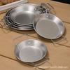 Plato Retro Antiguo de Acero Inoxidable para Mariscos Plato Plano de Doble Asa Plato para Pollo Frito Coreano y Papas Fritas Plato para Pasta Plato para Cangrejos de Río