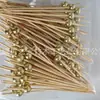 Palillos de Fruta Desechables con Perlas Doradas Galvanizadas 100 Piezas/Paquete Palillos de Cóctel con Perlas Plateadas Decoración de Aperitivos Brochetas de Bambú Transfronterizo