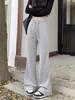 Calças esportivas largas estilo americano para mulheres, novidade primavera e outono 2026, calças casuais largas boca de sino, calças de moletom pequenas ajustadas com microflare.