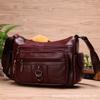 Bolso Bandolera Transfronterizo para Mujeres de Mediana Edad, Piel de Vaca Genuina Suave, Bolso de Madre para Mujeres Mayores, Colgante de un Solo Hombro Casual Gran Capacidad Multibolsillos