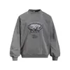 Sudadera con capucha Lavada Americana Flor Frita para Hombre Holgada Cuello Redondo Sin Capucha Personaje Protección contra el Frío Casual Retro Sudadera Primavera y Otoño