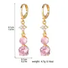 Machi Card Moda de Gama Alta Lujo Hebilla de Oreja de Cristal Rosa Moda para Mujer Pendientes de Zirconia Versátiles Joyería de Oreja de Cobre Personalizada