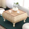 Mesa de centro de ratán estilo japonés de madera maciza para almacenamiento, tatami, ventana saliente, mesa pequeña, alféizar de ventana de balcón, mesa baja de kang de suelo de tatami