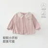 Roupas de bebê, nova coleção de outono, cardigã com babados para meninas, blusa de camada dupla com gola de boneca, casaco para passeios, conjunto de outono