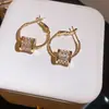 Brilho Dourado Pilar~Brilhantes Zircônias Cintura Pequena em Forma de Argolas, Argolas Simples Modernas, Argolas de Luxo Leve de Alta Qualidade para Mulheres