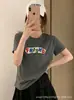 Exclusivos camisetas de algodón acanalado para mujer, segunda tanda, con mangas dobladas, tops de manga corta ajustados de la fábrica original, suministro físico de Thirteen Lines, verano