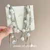 Collar con Colgante de Perla Super Hada Collar Multicapa Lujo Ligero Versátil Cadena para Clavícula con Borla