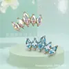 Nuevo Crown F136 Aleación de Titanio Roscado Internamente Cinco Puntos Marquise Circón Stud para Hélice Auricular G23 Stud para Piercing en la Oreja Joyería