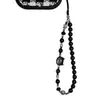 Moda Ins Estilo Dulce y Fresco Negro 3D Abalorios Cadena de Gato Cuerda Anti-Pérdida Bolso de Mano Hecho a Mano con Abalorios Llavero