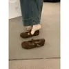 Sapatos Mary Jane Retro Redondos de Camurça Estilo Francês para Mulheres, Versáteis para o Dia a Dia, Sapatos de Salto Baixo com Estilo Suave para a Noite