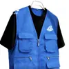 Chaleco de Voluntario Multibolsillos con Impresión, Chaleco de Manga Corta con Texto y Logo Impresos, Uniforme de Trabajo para Supermercado y Limpieza, Ropa Promocional