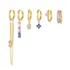 Conjunto de Pendientes de Cadena con Borla de Plata S925 de Lujo Ligero Más Vendido en Europa y América con Pendientes de Circonita de Colores, Conjunto de Seis Piezas para Mujeres al por Mayor