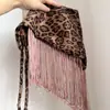 Cadena de Cintura con Estampado de Leopardo Borla Estilo Retro Americano Chica Caliente para Mujer Cortina de Trasero Falda Triángulo Jeans Cinturón Decorativo Cadena de Cintura